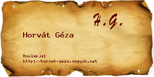 Horvát Géza névjegykártya